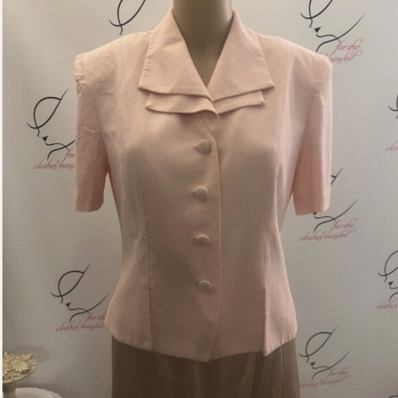 Vintage Dani Max Blouse. Sz 8. Unlined Pink. Layered Collar. Short Sleeve. B126 - Picture 1 of 4